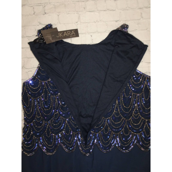 J Kara Navy Sequin Pop Over Dress no scarf, NWT, Sz 24W - Picture 6 of 6